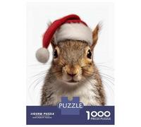 Puzzle Per Adolescenti Puzzle Da 1000 Pezzi Christmas Squirrel Wearing A Santa Hat Puzzle Per Adulti Gioco Pratico Un'opera D'arte Regali Unici Per Compleanni E Occasioni Speciali 70x50cm/1000pcs