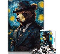 Puzzle per adolescenti Puzzle da 1000 pezzi Cielo notturno Orso bruno, decorazione artistica da parete e idea regalo di compleanno per amici, ufficio a casa (38x26cm)