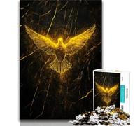 Puzzle per adolescenti Puzzle da 1000 pezzi Colomba dorata della pace, analisi e logica, con pezzi completamente interconnessi di forma casuale per ragazzi dai 14 anni in su, 38x26cm