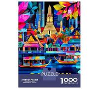 Puzzle Per Adolescenti Puzzle Da 1000 Pezzi Colorful Bangkok Cityscape Vibrant Skyline Per Adulti Gioco Rompicapo Analisi E Logica Gioco Stimolante Regali 52x38cm/1000pcs