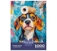 Puzzle Per Adolescenti Puzzle Da 1000 Pezzi Colorful Beagle with Roll Per Adulti Gioco Rompicapo Analisi E Logica Gioco Stimolante Regali 38x26cm/1000pcs