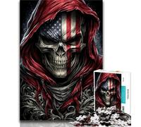 Puzzle per adolescenti Puzzle da 1000 pezzi con bandiera americana e teschio, decorazione artistica da parete e idea regalo di compleanno per amici, ufficio a casa (75x50cm)