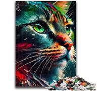 Puzzle per adolescenti Puzzle da 1000 pezzi con faccia di gatto dai colori vivaci Giocattolo educativo antistress Interazione genitore-figlio per ragazzi dai 14 anni in su 50x75cm
