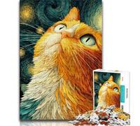 Puzzle per adolescenti puzzle da 1000 pezzi con gatto nel cielo stellato per adulti e adolescenti gioco stimolante e regalo di Babbo Natale segreto per tutta la famiglia (50x75cm)