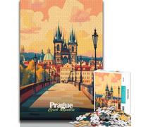 Puzzle per adolescenti Puzzle da 1000 pezzi con paesaggio urbano di Praga, decorazione artistica da parete e idea regalo di compleanno per amici, ufficio a casa (75x50cm)
