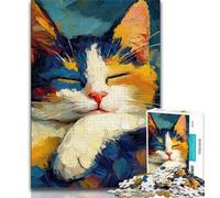 Puzzle per adolescenti Puzzle da 1000 pezzi con ritratto di gatto, per il divertimento in famiglia, ideale come regalo per tutta la famiglia dai 14 anni in su, 38x26cm