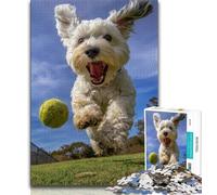 Puzzle per adolescenti, puzzle da 1000 pezzi con Yorkshire Terrier che gioca a tennis, gioco stimolante, ideale come regalo per tutta la famiglia (75x50cm)