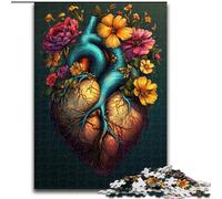Puzzle per adolescenti Puzzle da 1000 pezzi Cuore floreale Aiuta il cervello a esercitare Giocattoli avvincenti per coltivare la pazienza Decorazione da parete 26x38cm