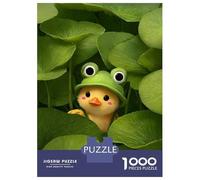 Puzzle Per Adolescenti Puzzle Da 1000 Pezzi Cute Chick with Frog Hat in Lilypads Per Adulti Giocattoli Antistress Regali Per Donne Regali Unici Per Compleanno E Natale 52x38cm/1000pcs