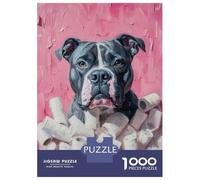 Puzzle Per Adolescenti Puzzle Da 1000 Pezzi Dog in Toilet Paper Painting Pitbull Wall Print Per Adulti Gioco Rompicapo Analisi E Logica Gioco Stimolante Regali 38x26cm/1000pcs