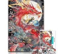 Puzzle per adolescenti Puzzle da 1000 pezzi Drago cinese misterioso, antistress, per trascorrere il tempo in casa, interazione genitore-figlio, 38x26cm