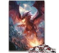 Puzzle per adolescenti Puzzle da 1000 pezzi Drago di fiamma Gioco impegnativo e gioco per famiglie Decorazione da parete Regali unici per compleanno e Natale 50x75cm