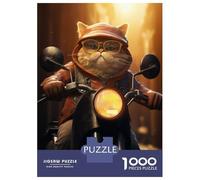 Puzzle Per Adolescenti Puzzle Da 1000 Pezzi Fat Cat Riding Motorcycle Puzzle Per Adulti Giocattoli Antistress Migliora La Memoria Regali Per La Riduzione Dello Stress 70x50cm/1000pcs