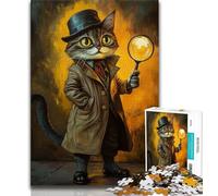 Puzzle per adolescenti, puzzle da 1000 pezzi, gatto detective, giocattoli educativi per l'apprendimento, giochi per famiglie, gioco educativo per compleanno, Natale, 38x26cm