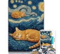 Puzzle per adolescenti, puzzle da 1000 pezzi, gatto sotto le stelle, gioco educativo per famiglie, decorazione da parete, regali unici per compleanno e Natale, 50x75cm