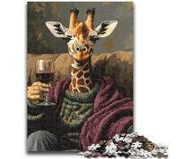 Puzzle per adolescenti Puzzle da 1000 pezzi Giraffa sul divano Design vivace e unico Esperienza di puzzle rilassante e stimolante 50x75cm