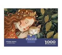 Puzzle Per Adolescenti Puzzle Da 1000 Pezzi Girl Sleeping with Cat Per Adulti Gioco Rompicapo Analisi E Logica Gioco Stimolante Regali 52x38cm/1000pcs