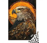Puzzle Per Adolescenti Puzzle Da 1000 Pezzi Golden Eagle Stained Glass Panel Puzzle Per Adulti Giocattoli Antistress Migliora La Memoria Regali Per La Riduzione Dello Stress 38x26cm/1000pcs