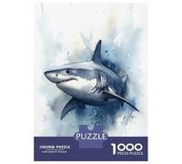 Puzzle Per Adolescenti Puzzle Da 1000 Pezzi Great White Shark Watercolor Per Adulti Giocattoli Antistress Regali Per Donne Regali Unici Per Compleanno E Natale 70x50cm/1000pcs