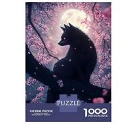 Puzzle Per Adolescenti Puzzle Da 1000 Pezzi Japanese Black Fox Kitsune Cat in Cherry Blossoms Per Adulti Giocattoli Antistress Regali Per Donne Regali Unici Per Compleanno E Natale 52x38cm/1000pcs