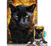 Puzzle per adolescenti, puzzle da 1000 pezzi, leopardo nero dorato, giocattolo educativo intellettuale decomprimente, idee regalo per ragazzi dai 14 anni in su, 38x26cm
