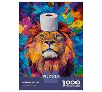 Puzzle Per Adolescenti Puzzle Da 1000 Pezzi Lion with Toilet Paper Crown Puzzle Per Adulti Giocattoli Antistress Decorazione Per La Casa Regali Per La Riduzione Dello Stress 38x26cm/1000pcs