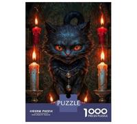 Puzzle Per Adolescenti Puzzle Da 1000 Pezzi Magic Black Cat with Candles Per Adulti Giocattoli Antistress Regali Per Donne Regali Unici Per Compleanno E Natale 52x38cm/1000pcs