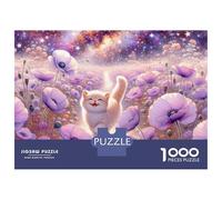 Puzzle Per Adolescenti Puzzle Da 1000 Pezzi Magical Cat in Flower Field Puzzle Per Adulti Giochi Per Famiglie Un'opera D'arte Regali Di Natale E Compleanno 52x38cm/1000pcs