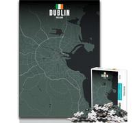 Puzzle per adolescenti Puzzle da 1000 pezzi Mappa di Dublino, Irlanda, decorazione murale artistica e idea regalo di compleanno per amici, ufficio a casa (75x50cm)