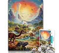 Puzzle per adolescenti, puzzle da 1000 pezzi, mondo dei dinosauri, decorazione artistica da parete e idea regalo di compleanno per amici, ufficio a casa, 75x50cm