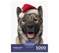 Puzzle Per Adolescenti Puzzle Da 1000 Pezzi Norwegian Elkhound Dog with Santa Hat Portrait Puzzle Per Adulti Giochi Rilassanti Corsa Di Velocità Manuale Offerta Come Regalo Per Tutta La Famiglia 38x26
