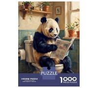 Puzzle Per Adolescenti Puzzle Da 1000 Pezzi Panda Reading Newspaper on Toilet Puzzle Per Adulti Giocattoli Antistress Regalo Di Compleanno Aiuta L'esercizio Del Cervello 70x50cm/1000pcs