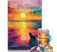 Puzzle per adolescenti, puzzle da 1000 pezzi raffigurante un gatto nero dipinto a olio, per adulti e adolescenti, gioco stimolante e gioco per famiglie, regali di Babbo Natale segreto, 50x75cm