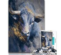 Puzzle per adolescenti, puzzle da 1000 pezzi raffigurante un toro, dipinto a olio, analisi e logica, con pezzi completamente interconnessi e di forma casuale, per ragazzi dai 14 anni in su, 38x26cm
