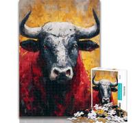 Puzzle per adolescenti, puzzle da 1000 pezzi raffiguranti un toro dipinto a olio, regali per adulti, giocattoli di gioco stimolanti, ideali come regalo per tutta la famiglia, 50x75cm