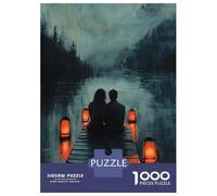 Puzzle Per Adolescenti Puzzle Da 1000 Pezzi Romantic Couple on Dock with Lantern Glow at Dusk Per Adulti Giocattoli Antistress Regali Per Donne Regali Unici Per Compleanno E Natale 38x26cm/1000pcs