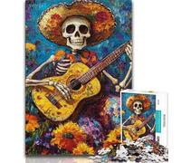Puzzle per adolescenti Puzzle da 1000 pezzi Scheletro messicano che suona la chitarra, giocattoli educativi per l'apprendimento Giochi per famiglie Regali e compleanni unici (38x26cm)