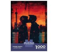 Puzzle Per Adolescenti Puzzle Da 1000 Pezzi Silhouette Kiss at Sunset Per Adulti Gioco Rompicapo Analisi E Logica Gioco Stimolante Regali 52x38cm/1000pcs