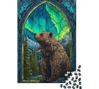 Puzzle Per Adolescenti Puzzle Da 1000 Pezzi Stained Glass Bear Wall Art Puzzle Per Adulti Giochi Rilassanti Corsa Di Velocità Manuale Offerta Come Regalo Per Tutta La Famiglia 38x26cm/1000pcs