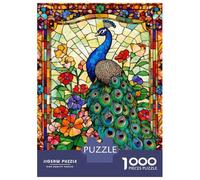 Puzzle Per Adolescenti Puzzle Da 1000 Pezzi Stained Glass Peacock Puzzle Per Adulti Gioco Rompicapo Un'opera D'arte Aiuta L'esercizio Del Cervello 70x50cm/1000pcs