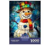 Puzzle Per Adolescenti Puzzle Da 1000 Pezzi Stained Glass Snowman Puzzle Per Adulti Giochi Rilassanti Corsa Di Velocità Manuale Offerta Come Regalo Per Tutta La Famiglia 52x38cm/1000pcs
