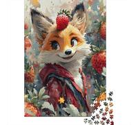 Puzzle Per Adolescenti Puzzle Da 1000 Pezzi Strawberry Fox Art Print-3 Puzzle Per Adulti Giochi Per Famiglie Un'opera D'arte Regali Di Natale E Compleanno 38x26cm/1000pcs