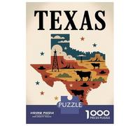 Puzzle Per Adolescenti Puzzle Da 1000 Pezzi Texas The Lone Star State Illustration Puzzle Per Adulti Giocattoli Antistress Regalo Di Compleanno Aiuta L'esercizio Del Cervello 70x50cm/1000pcs