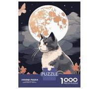 Puzzle Per Adolescenti Puzzle Da 1000 Pezzi The Moon Night Cat JapanTh Puzzle Per Adulti Giochi Per Famiglie Un'opera D'arte Regali Di Natale E Compleanno 38x26cm/1000pcs