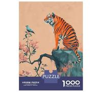 Puzzle Per Adolescenti Puzzle Da 1000 Pezzi Tiger And Bird on Cliff Puzzle Per Adulti Gioco Rompicapo Un'opera D'arte Aiuta L'esercizio Del Cervello 70x50cm/1000pcs