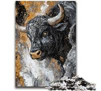 Puzzle per adolescenti Puzzle da 1000 pezzi Toro nero e oro, antistress, sfida difficile, regali di Babbo Natale segreto per ragazzi dai 14 anni in su, 50x75cm
