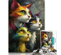 Puzzle per adolescenti, puzzle da 1000 pezzi, tre gatti, giocattolo educativo intellettuale decomprimente, gioco educativo per compleanno, Natale, 38x26cm