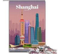 Puzzle per adolescenti Puzzle da 1000 pezzi Viaggio a Shanghai, analisi e logica con pezzi completamente interconnessi di forma casuale per ragazzi dai 14 anni in su 26x38cm