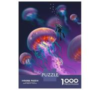 Puzzle Per Adolescenti Puzzle Da 1000 Pezzi Watercolor Jellyfish Art Per Adulti Giocattoli Antistress Regali Per Donne Regali Unici Per Compleanno E Natale 52x38cm/1000pcs