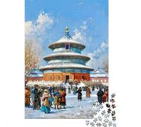 Puzzle Per Adolescenti Puzzle Da 1000 Pezzi Winter Temple Festival Scene Puzzle Per Adulti Giochi Per Famiglie Un'opera D'arte Regali Di Natale E Compleanno 70x50cm/1000pcs